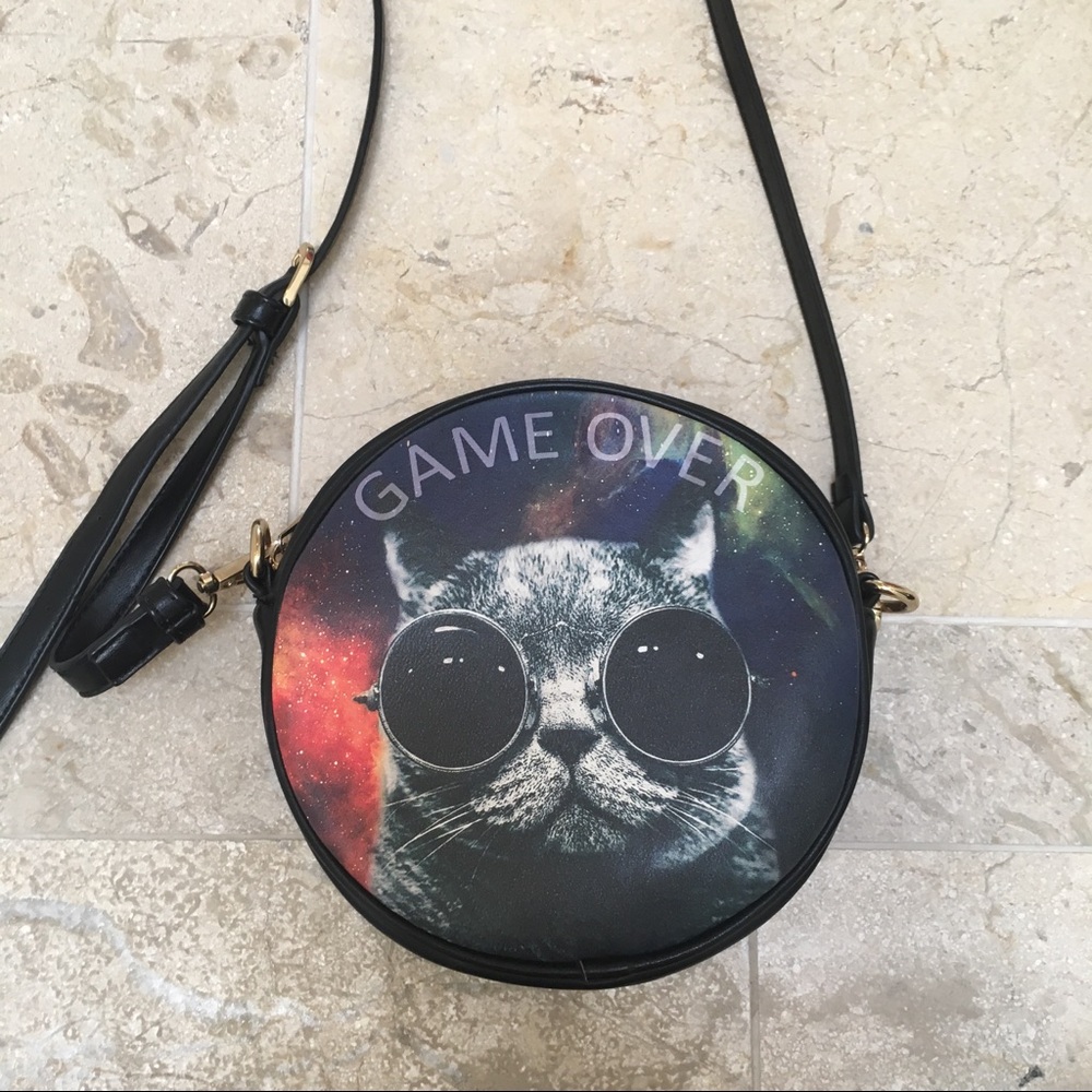 Galaxy Cat Round Crossbody Purse